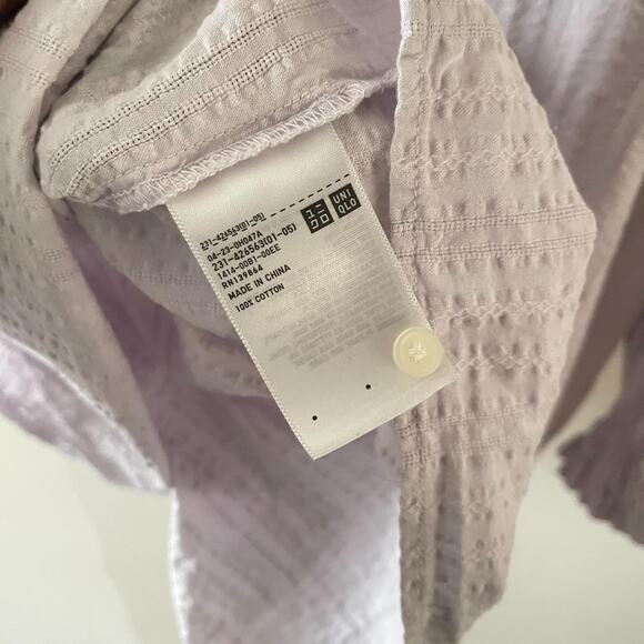 Uniqlo Top Women Medium Light Purple Long Sleeve Boat Neck Elastic Cuffs Cotton - Picture 6 of 10